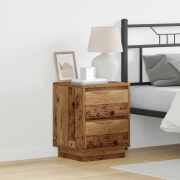 vidaXL Sängbord med LED-lampor 2 st Gammalt trä 39x34,5x50 cm