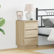 vidaXL Sängbord med LED Sonoma Ek 39x34,5x65 cm Konstruerat Trä