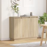 vidaXL Sideboard med LED sonoma-ek 90x32x75 cm konstruerat trä
