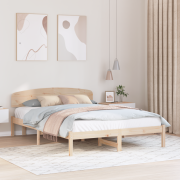 vidaXL Sängram med huvudgavel 140x200 cm Massivt trä Tall