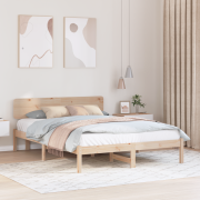 vidaXL Sängram med huvudgavel 160x200 cm i massivt tallträ