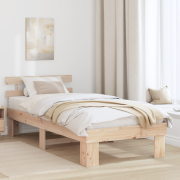 vidaXL Sängram med Huvudgavel 90x200 cm Massivt trä Tallträ