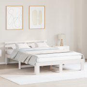 vidaXL Trä Sängram Vit Trä 140 x 200 cm Hållbar Minimalistisk Sängram