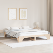 vidaXL Sängram Naturlig Massivt tallträ 200 x 200 cm Sängram