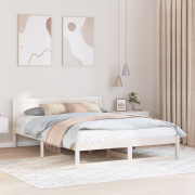 vidaXL Sängram Vit Massivt tallträ 140 x 200 cm Sängram Rektangulär