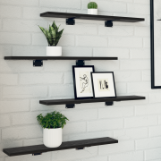 vidaXL Bokhyllor - 4-pack i Svart Ek, 60x10x1,5 cm - Gjorda av Konstru...