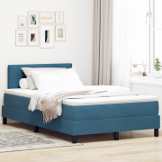 vidaXL Resårsäng med madrass 120x190 cm mörkblå sammet