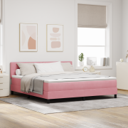 vidaXL Sängbotten med madrass Rosa Super King Sammet
