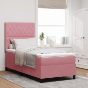 vidaXL Sängbotten med Madrass Rosa 100x200 cm Sammet