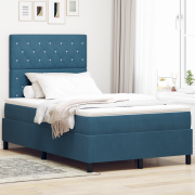 vidaXL Boxspring Säng med Madrass Mörk Blå 120x200 cm Sammet