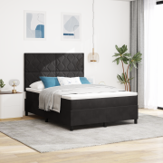 vidaXL Boxspring Säng med Madrass Svart 140x190 cm Sammet