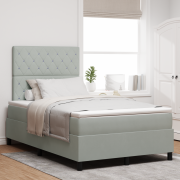 vidaXL Boxspring Säng med Madrass & LED Ljussatt Ljusgrå 120x190 cm Sa...