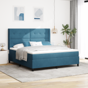 vidaXL Kontinentalsäng med madrass och LED Mörkblå 180x200 cm Sammet