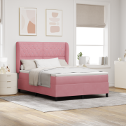 vidaXL Sängbotten med madrass Rosa 140x200 cm Sammet
