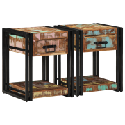 vidaXL Sängbord 2 pcs 40x40x50 cm Massivt Återvunnet Trä