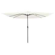 vidaXL Fyrkantigt Trädgårdsparasol med LED-lampor 295x245 cm Sandvit