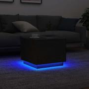 vidaXL Soffbord med LED svart ek 50x50x40 cm