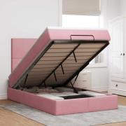 vidaXL Ottoman sängram med madrasser rosa 120x200 cm sammet