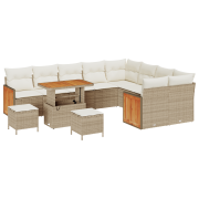 vidaXL 12-delat Trädgårdsoffset med Kuddar Beige Poly Rattan Akacia