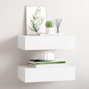 vidaXL Väggmonterad låda 2 st vit 40x23,5x10 cm MDF