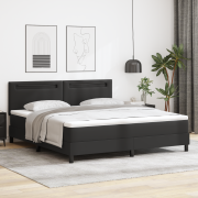 vidaXL Boxspring säng med madrass svart super king faux läder