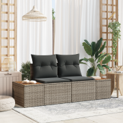 vidaXL 2-Sits Trädgårdsoffa med Förvaring och Kuddar Grå Poly Rattan