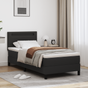vidaXL Box Säng med Madrass Svart 90x200 cm Faux Läder