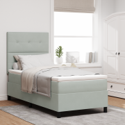 vidaXL Boxspring Säng med Madrass & LED Ljus Grå 80x200 cm Sammet
