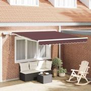 vidaXL Markis manuellt infällbar med LEDs brun 300x250 cm