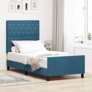 vidaXL Sängram Mörkblå 90x190 cm Sammet