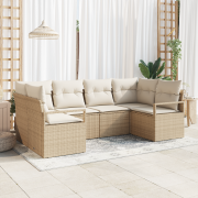 vidaXL 6-delars trädgårdsoffaset med kuddar Beige Poly Rottning