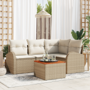 vidaXL 5-delad trädgårdsoffaset med kuddar beige poly-rotting akacia