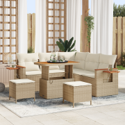 vidaXL 8-delat Trädgårdssoffset med Kuddar Beige Poly Rotting Akacia