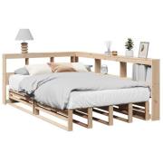 vidaXL Säng med bokhylla utan madrass 120x200 cm massiv furu