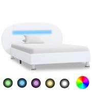 vidaXL Sängram med LED vit konstläder 100x200 cm