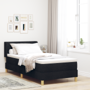 vidaXL Boxfjäderbed med madrass Svart 90x190 cm Tyg