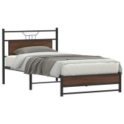 vidaXL Sängram utan madrass brun ek 107x203 cm konstruerat trä