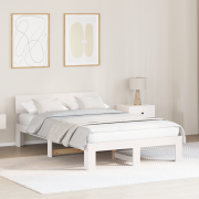 vidaXL Sängram med huvudgavel Vit 120x190 cm Massivt tallträ