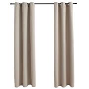 vidaXL Mörkläggningsgardiner med ringar 2 st beige 97x160 cm tyg