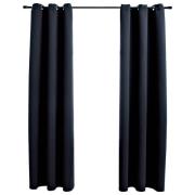 vidaXL Mörkläggningsgardiner med ringar 2 st svart 97x213 cm tyg