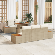 vidaXL 6-delat trädgårdsoffaset med kuddar beige poly rotting