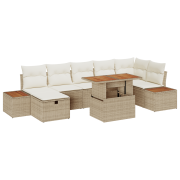 vidaXL 8 Delars Trädgårdsoffaset med Kuddar Beige Poly Rotting Akacia