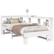 vidaXL Säng med bokhylla utan madrass vit 90x190cm massiv furu