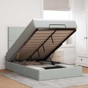 vidaXL Ottoman sängram med madrasser ljusgrå 120x190 cm sammet