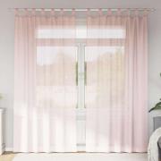 vidaXL Voile gardiner med stångfickor 2 st ljusrosa