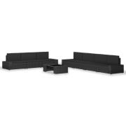 vidaXL Loungegrupp för trädgården 8 delar konstrotting svart