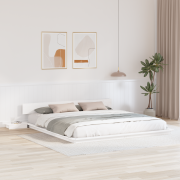 vidaXL Golvsängram med sängbord Vit 200x200cm Massivt trä