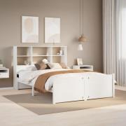 vidaXL Säng med bokhylla utan madrass vit 120x200 cm massiv furu