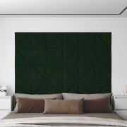 vidaXL Väggpaneler 12 st mörkgrön 30x30 cm sammet 0,54 m²