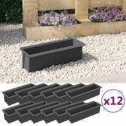 vidaXL Blomlådor för Europallar 12 st grå 36x13,5x9,5 cm PP